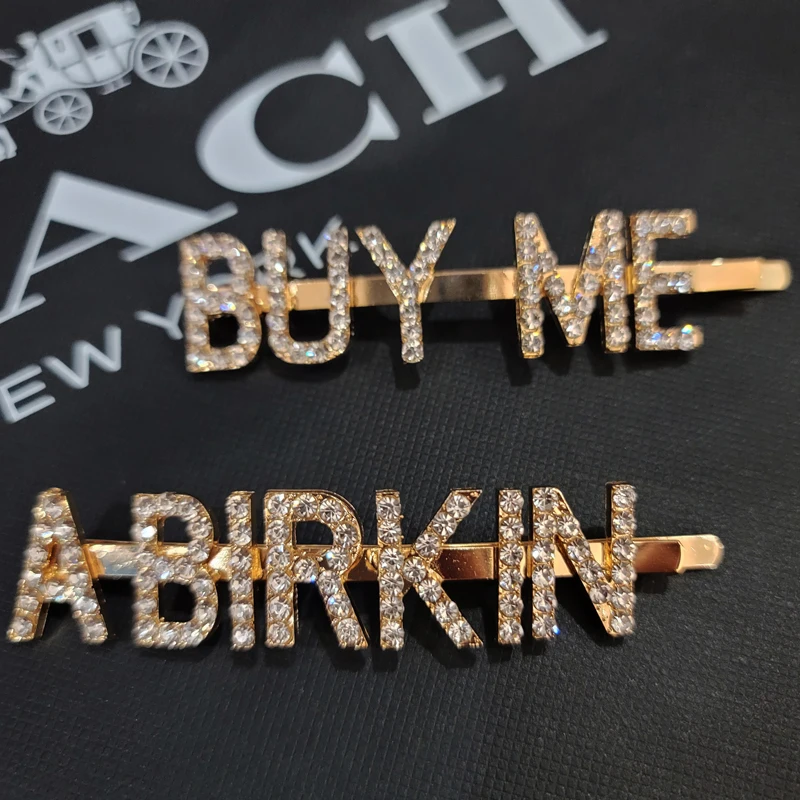 Crystal Word Hair clip Set BUY ME A BIRKIN BUY ME A KELLY INS HOT FASHION JEWELRY BIRTHDAY GIFT