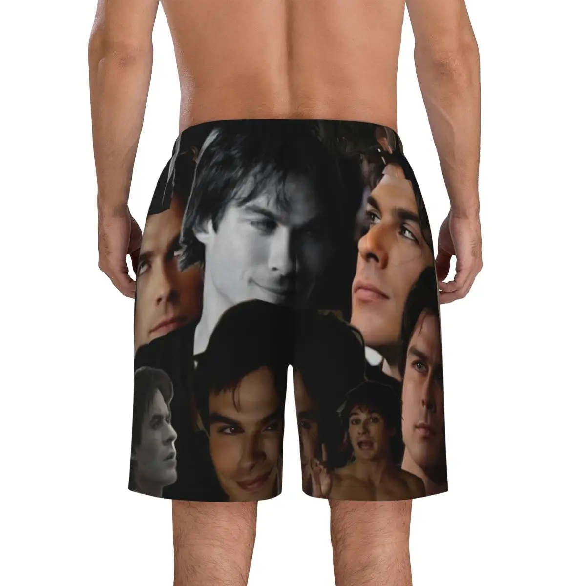 Men's Board Shorts The Vampire Diaries Damon Salvatore TV Series Swim Trunks Quick Drying Sports Surf Hot Beach Short Pants