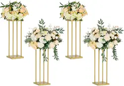 4Pcs Gold Flower Stand 23.6 Inch Metal Centerpieces for Wedding Road Display Party Decorative Flower Holder