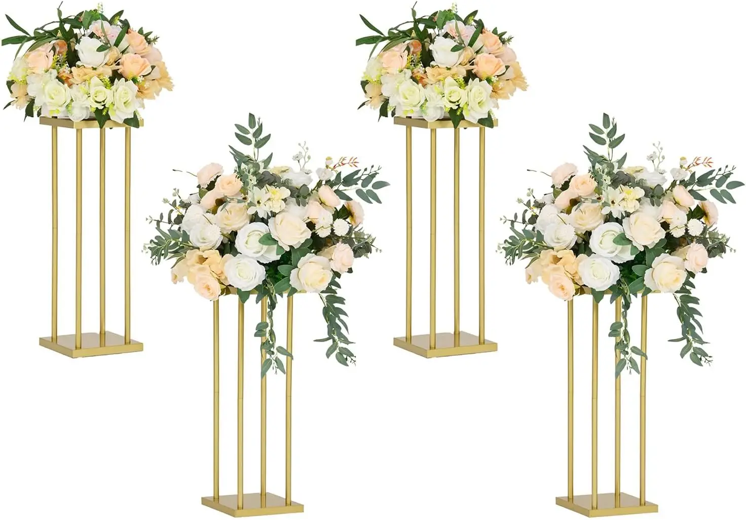 4PCs 23.6in Gold Flower Stand Centerpieces for Wedding Metal Flower Stand for Wedding Road Centerpieces Paty Display Stand