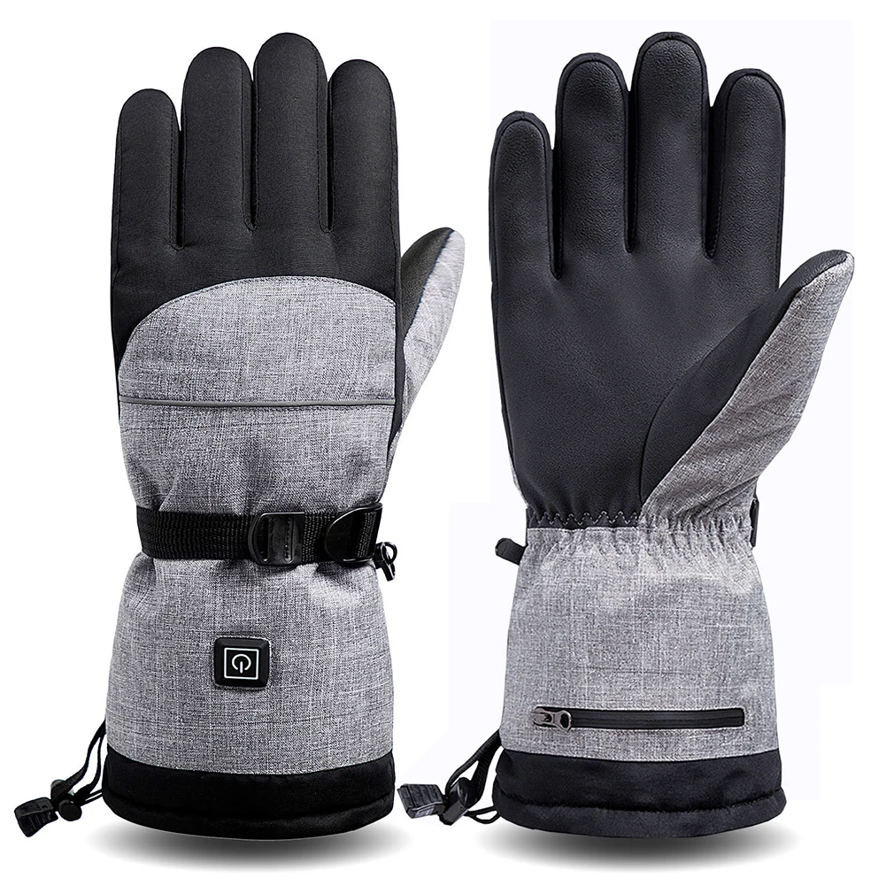 USB Rechargeable Heated Motorcycle Gloves Thick Motorcycle Ski Hand Warmer Thermal Gloves Windproof Waterproof Snowboard Gloves