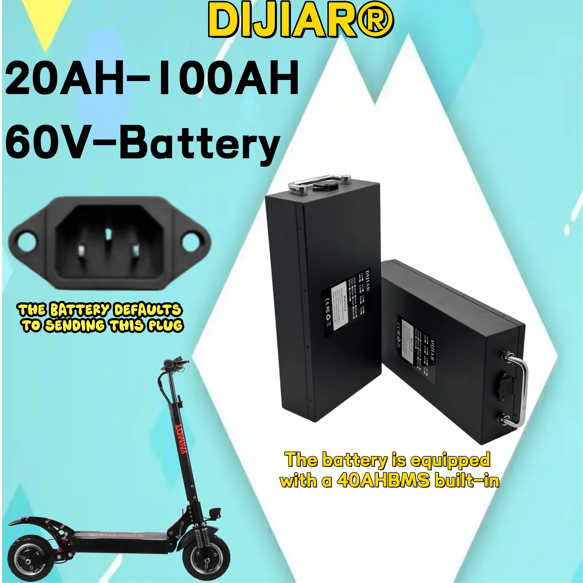 

Air freight, 60V20AH-100AH large capacity, built-in BMS, waterproof shell, applicable power 1000W-3000W motor