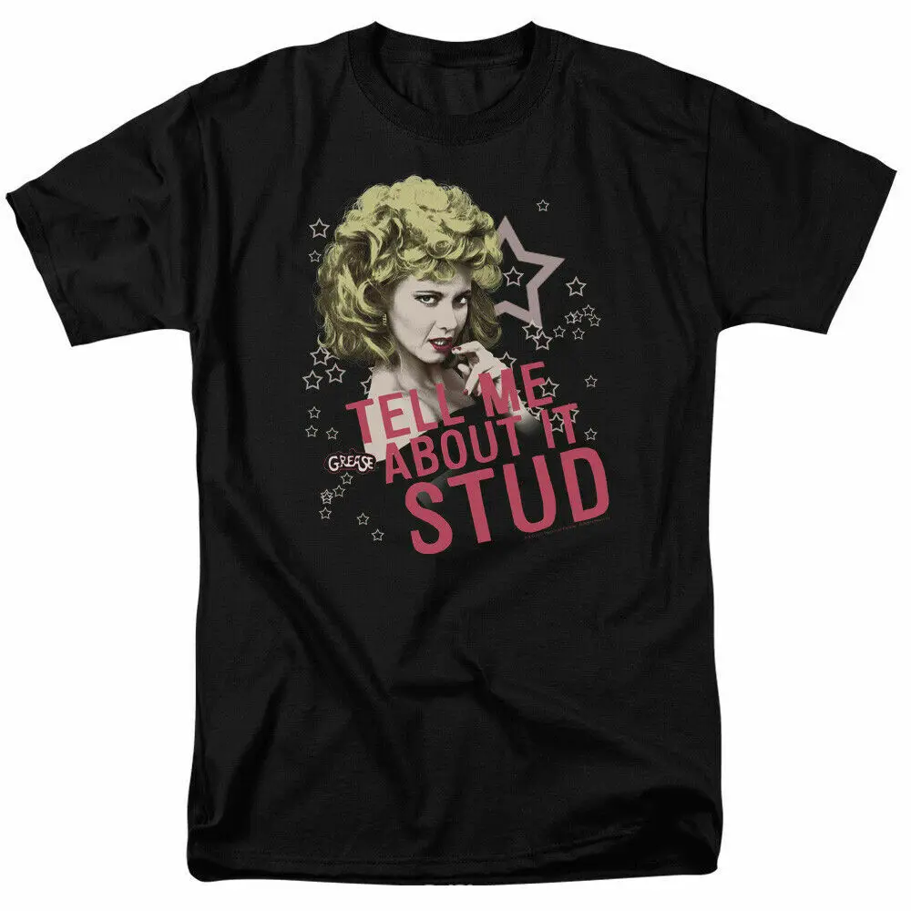 

Grease Tell Me About It Stud T Shirt Licensed Musical Romance Movie Retro Black