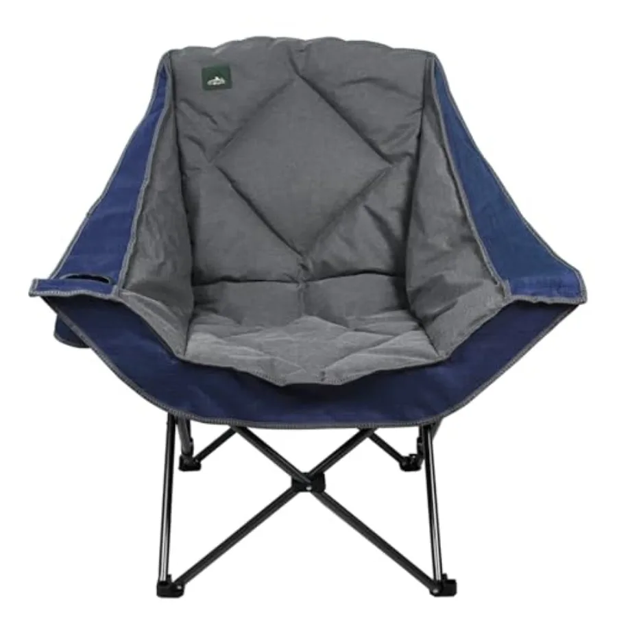 

Oversized Foldable Camping Chair for outdoor use, polyester fabric in blue, padded seat with cup holder and carry bag, 300-lbs
