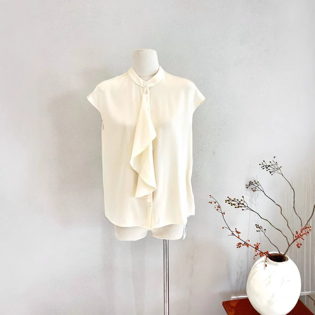 

Шелковая блузка женская, весна-лето, новая коллекция, Jiaxing Qisi, с бахромой, из тонкого шелкового атласа, китайского производства