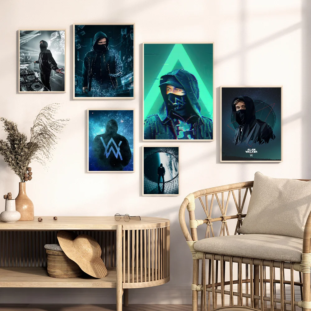 Electronic Music Alan Walker Vintage Posters Sticky Retro Kraft Paper Sticker DIY Room Bar Cafe Kawaii Room Decor