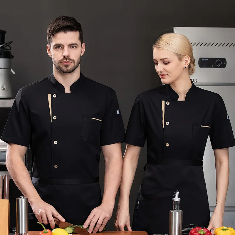 Summer Chef Uniform Short-sleeved Male Catering Hotel Overalls Hotel Restaurant Chef Bakery Cake Store Kitchen Work Clothes
