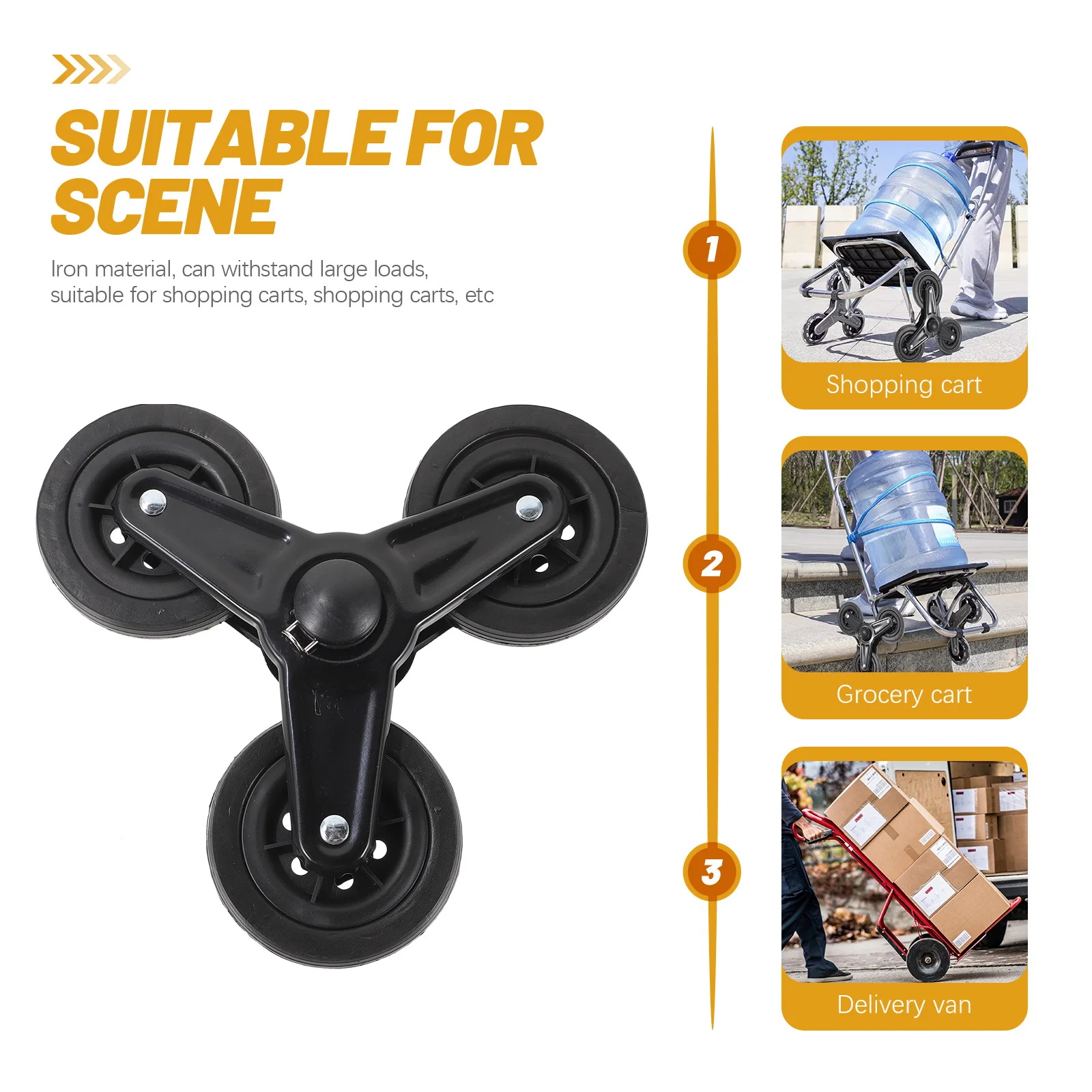 Ruedas de cristal de acero inoxidable, carrito de equipaje con ruedas triangulares de alta resistencia, escalada de escaleras, carrito de hierro estable resistente al desgaste duradero