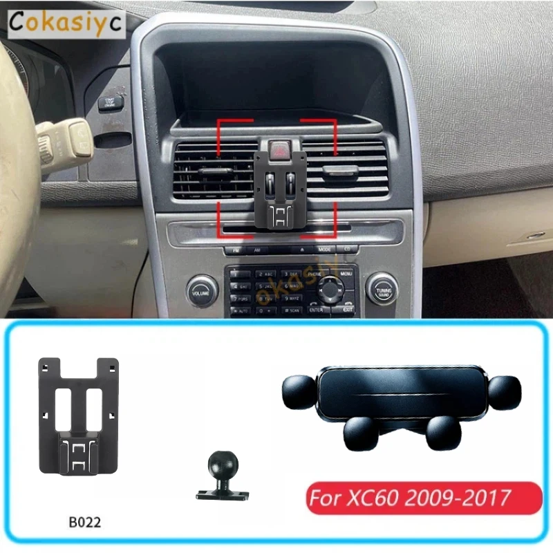 Car Phone Holder For Volvo XC60 2009-2017 Gravity Stand Mount Support Horizontal GPS Mobile Bracket Accessories With Base