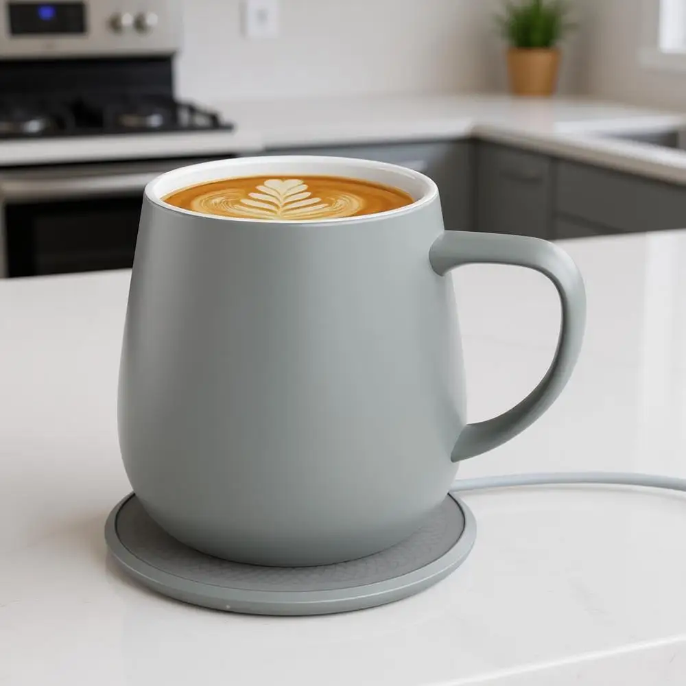 

Кружка для кофе IntelliHeat 12 унций с эксклюзивной беспроводной подставкой SmartSense, поддерживающая температуру 135°C ° Керамическая кружка ручной работы с крышкой. Отличная!