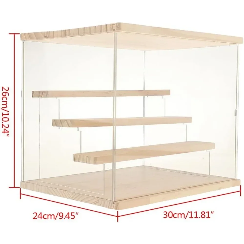 صندوق عرض أكريليك، شبكة تخزين خشبية شفافة مقاومة للغبار مكونة من 4 طبقات، حافظة عرض لشخصيات صغيرة ومقتنيات Funko Pop