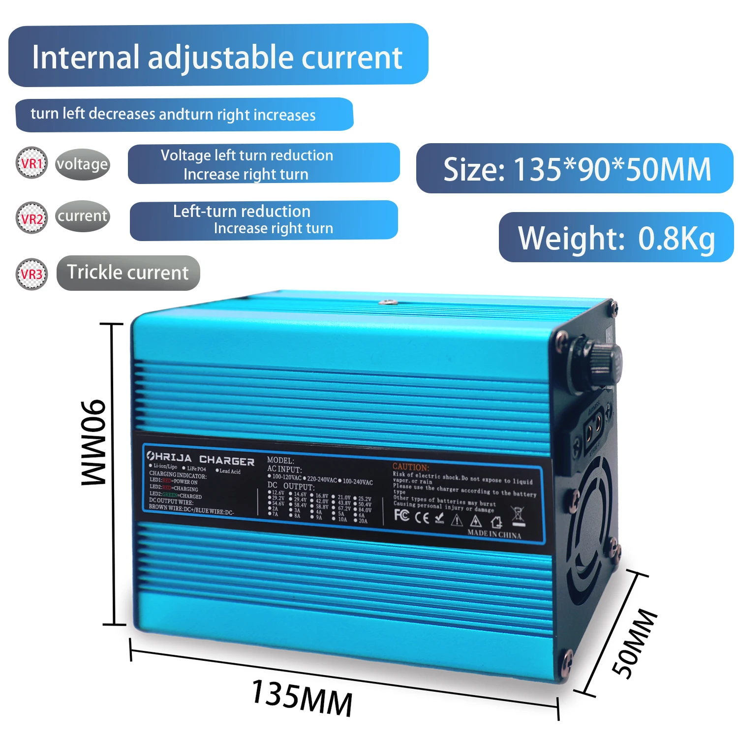detachable connector 25.2V 10A aluminum shell fast charging for  22.2V 6 strings lithium-ion battery exclusive, fan cooling