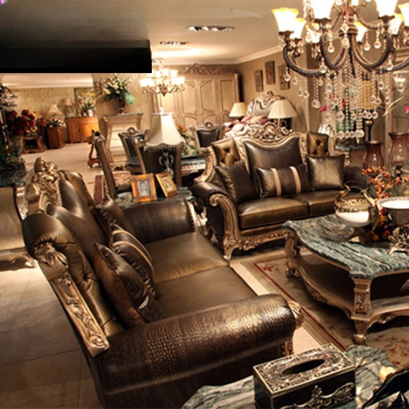 European living room sofa leather art sofa palace leather art sofa furniture