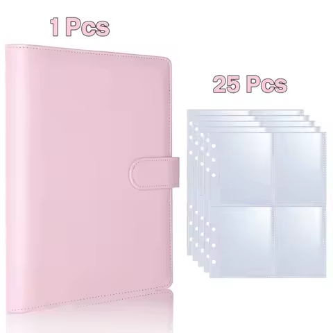 Candy Color A5 Pu Leather Binder Photocards Cover Cute Kpop Loose-leaf Collect Book Photo Cards Album Storage Book Stationery