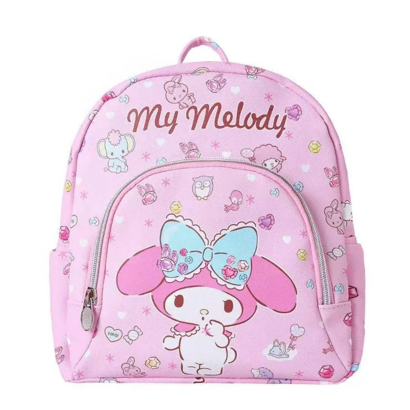 Mochila Sanrio Kawaii para Crianças, Hello Kitty Cinnamoroll Kuromi My Melody Cartoon, Bolsa Escolar de Couro Bonito para Meninas, Presente Transparente