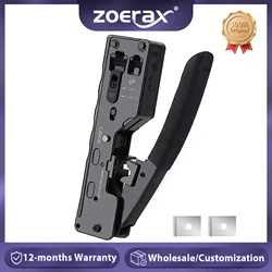 ZoeRax RJ45 Crimp Tool Ethernet Crimping Tool Wire Cutter Crimper for Cat7 Cat6a Cat6 Cat5e Pass Through Connectors