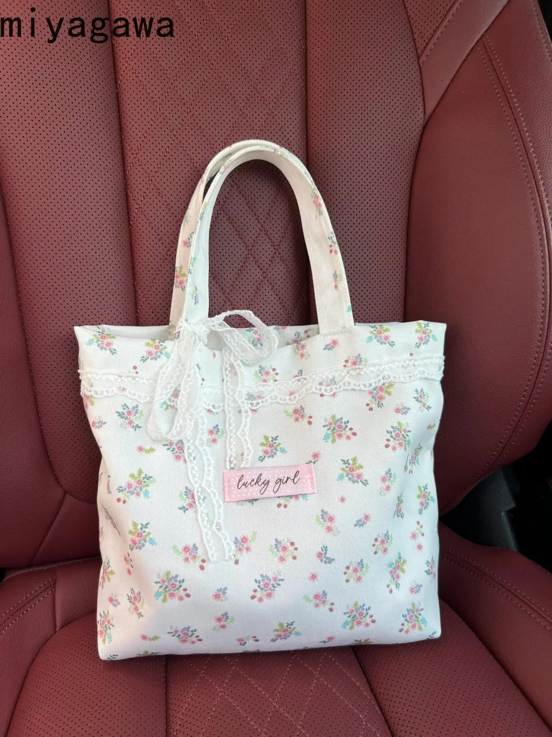 

Miyagawa Korean Version Large Capacity Floral Canvas Bag 2024 New Chic Sweet Flower Commuting Tote Bags Cute Handbag