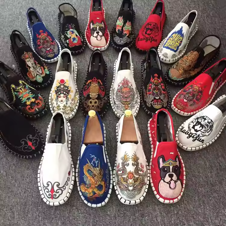 Old Beijing Cloth Shoes Embroidery Flower Social Guy Male Moccasin-Gommino Student Casual Shoes Fashion National Chinese Style Products on AliExpress