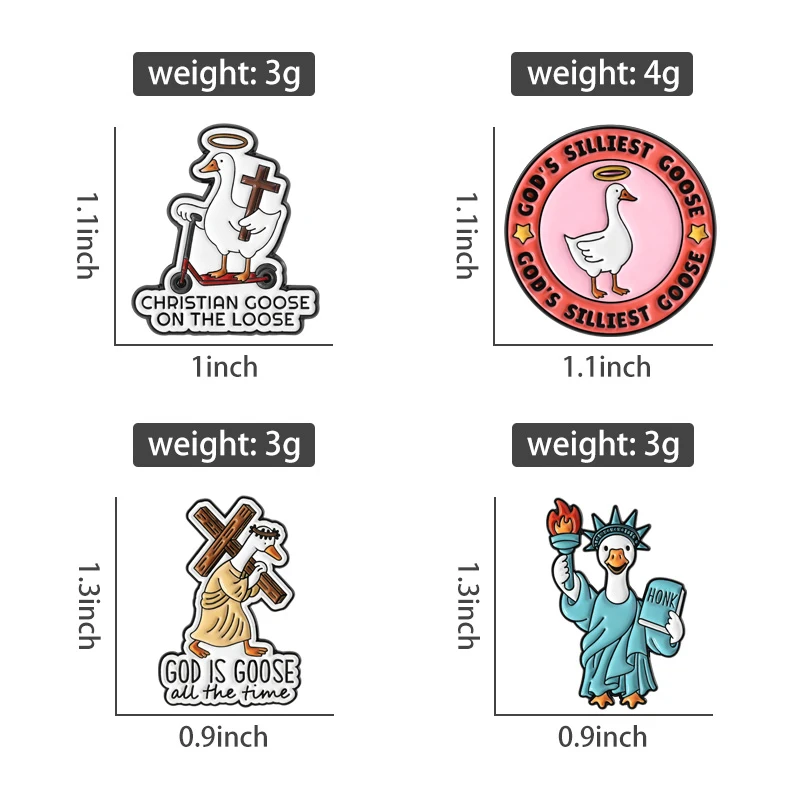 Statue of Liberty Enamel Pins Retro Playful Goose Metal Brooches Fashion Lapel Badge Backpack Clothes Jewelry Gift for Friends