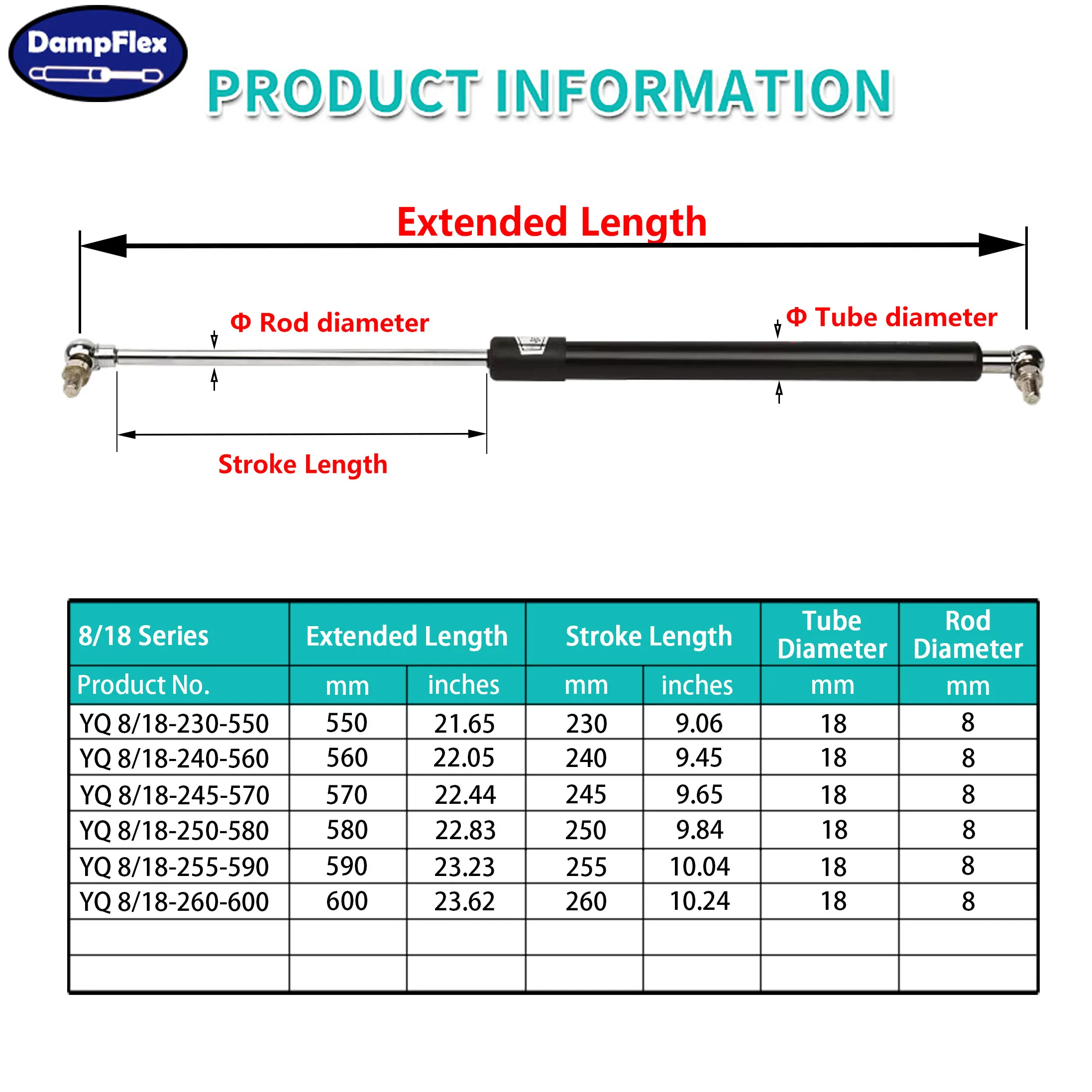 1PC 500N 550-600mm Universal Gas Struts Ball Joint Tool Box Lift Support Tractors Harvester Machine Covers Rear Window Car Door