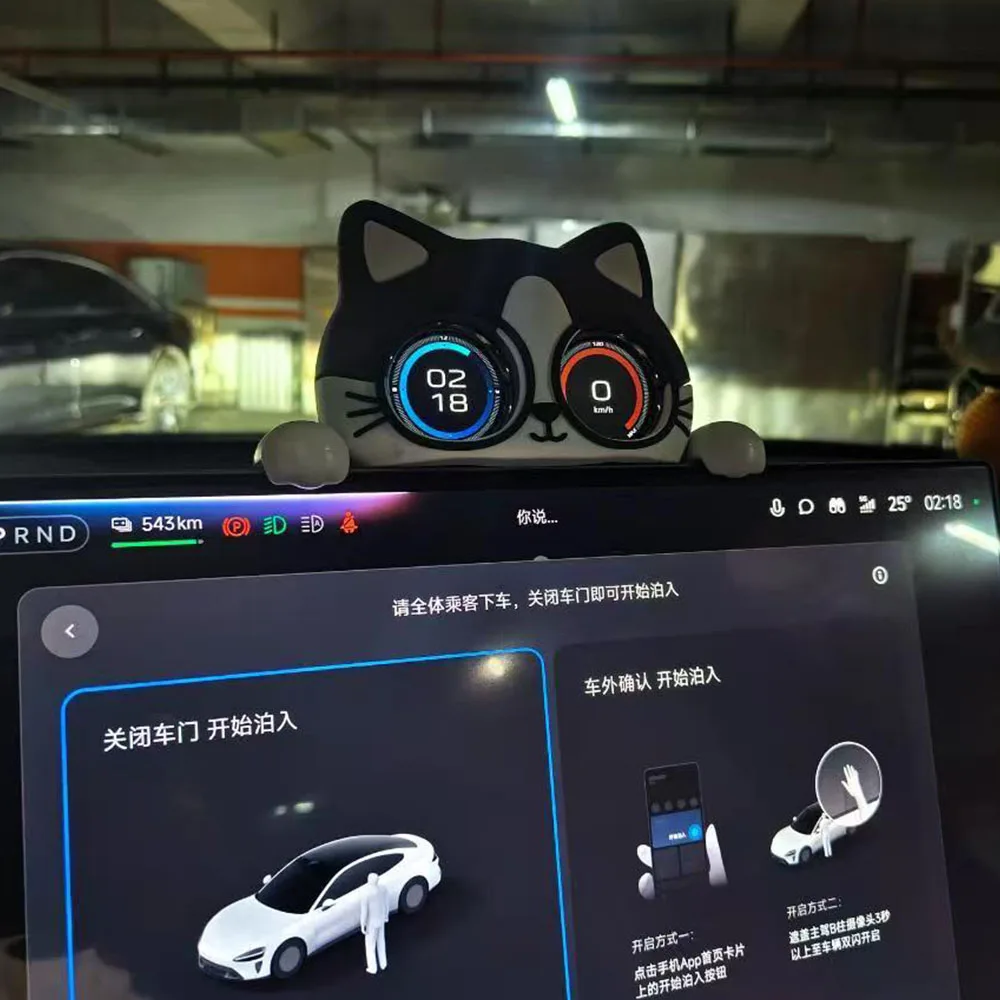 For Xiaomi YU7 2025 2026 Car Dashboard Cartoon Cat Decor Hat Cute Screen Ornament Creative Interior Trim Parts