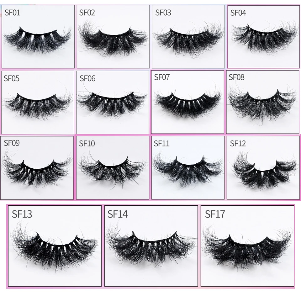 Mink Eyelashes Vendor 25MM Dramatic Strip Lashes Handmade Full Volume Thick Fluffy False Eyelashes Makeup