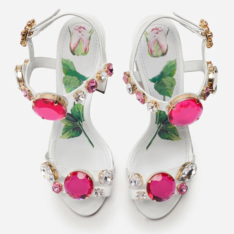 New Bohemian Style Strap with Rhindiamonds Fairy Sandals Open Toe All Matching Thick Heels 6CM or 10CM