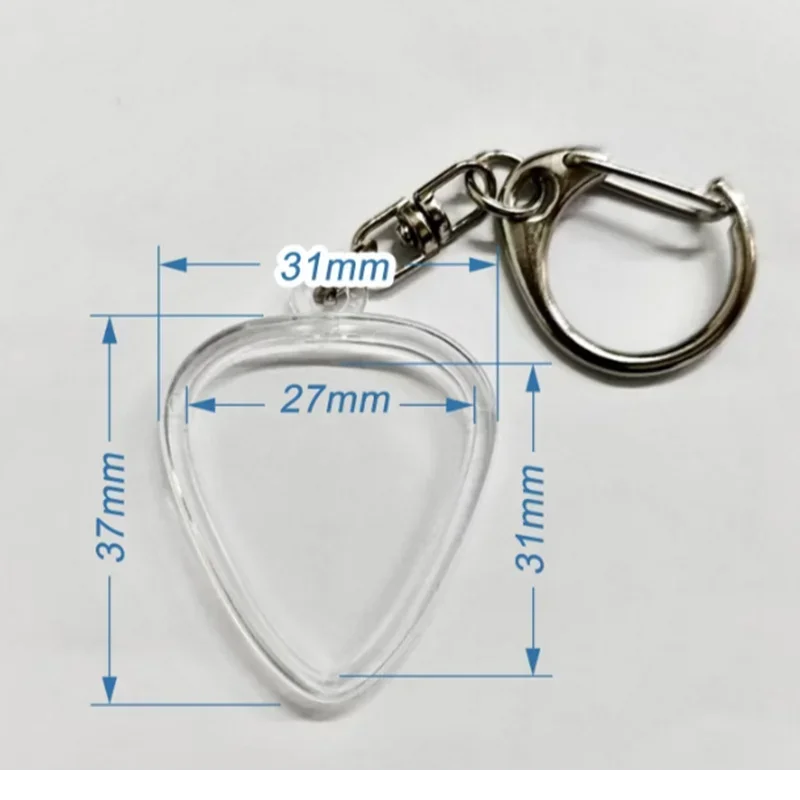 Transparent Guitar Pick Holder Keychain - Heart-Shaped Pick Case with Easy-Access Lid, Compact Storage