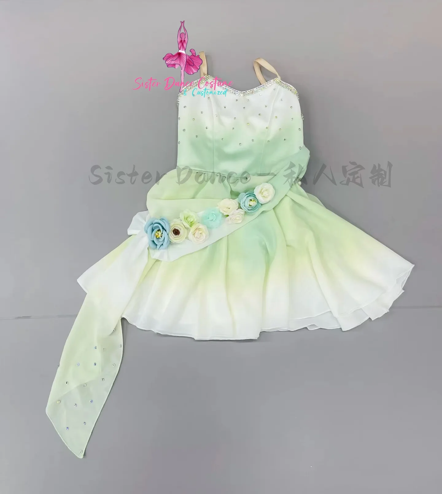 2024 New green Magic female variation tutu Professional private custom children adult stage performance competition dress