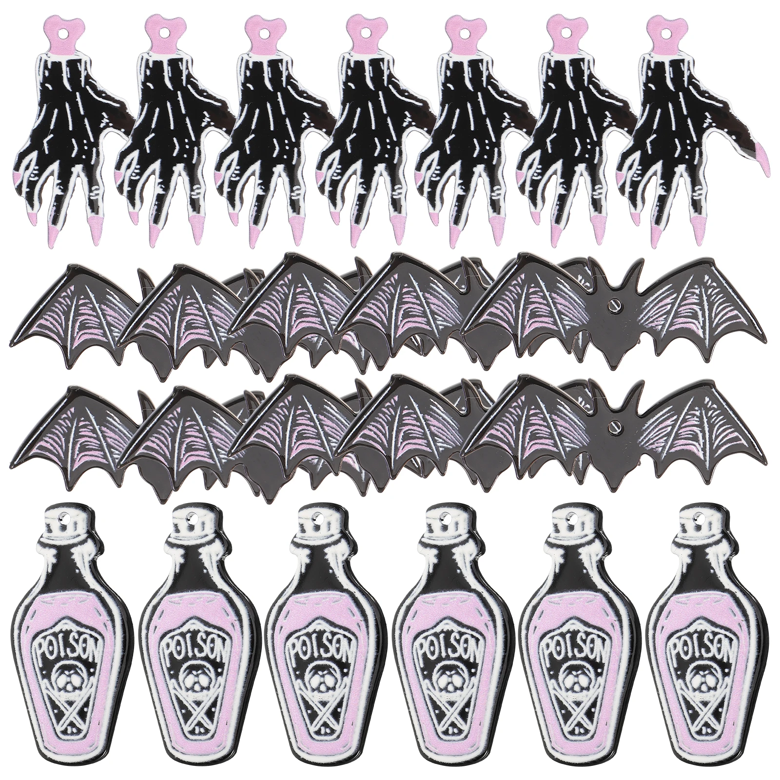 

30pcs Acrylic Skull Claw Pendants Halloween Charms Vintage DIY Jewelry Findings Bat Earrings Accessories Craft Supplies