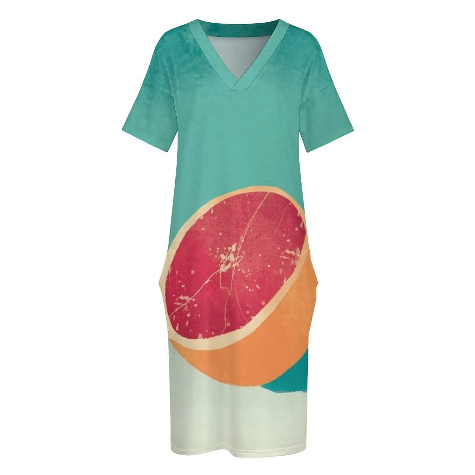 ศิลปะสีน้ําเกรปฟรุตเรียบง่ายหลวมกระเป๋าชุดเดรสสําหรับพรหมชุดหรูหราชุดเต้นรํา