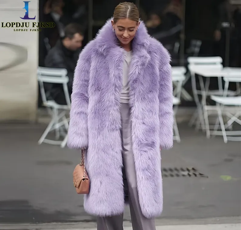 Faux Karakul Sheep Fur Coats for Women,Covered Button Jackets, Turn-Down Collar Overcoat,Female Clothes,Thicken Warm,New ,Winter