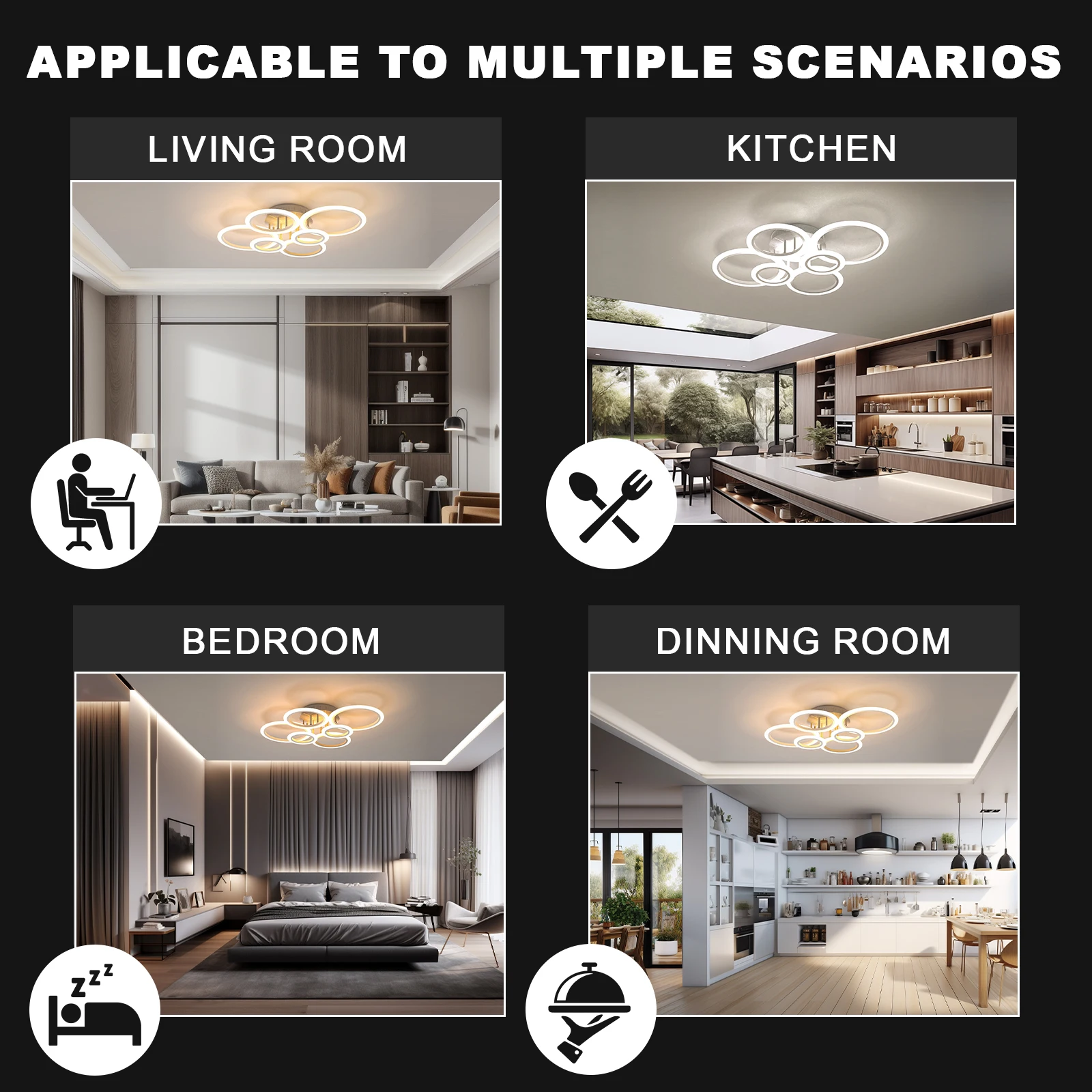 Lámpara de techo Led moderna, lámpara de techo, lámpara Led adecuada para dormitorios, salas de estar, cocina, comedor, decoración de iluminación