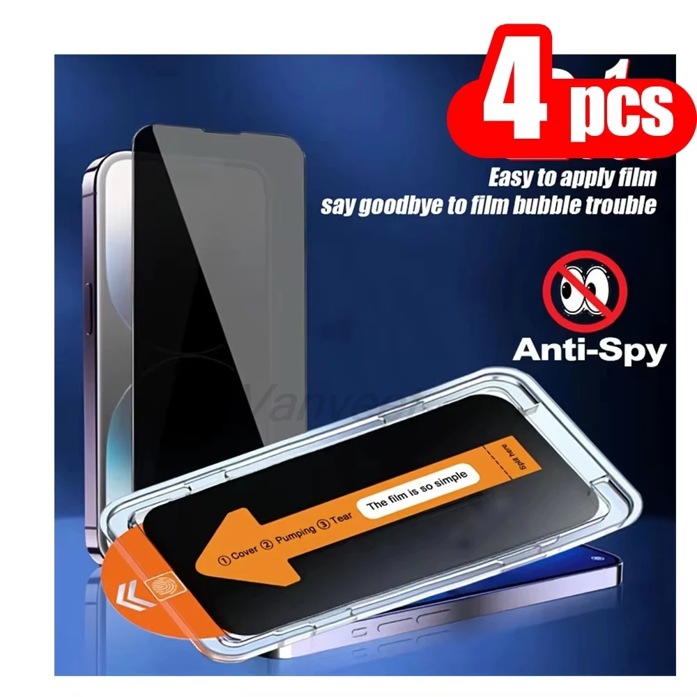 

1-4PCS Privacy Dust Free Screen Protector For iPhone 17 Pro Max Tempered Glass Anti-Scratch Oleophobic Coating Easy Installation