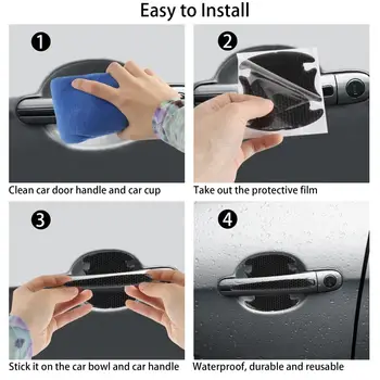 8片裝3D汽車反光貼紙碳纖維貼花門把手碗保護警示條貼紙汽車外飾配件 10 最佳銷售 車門貼紙 - №7