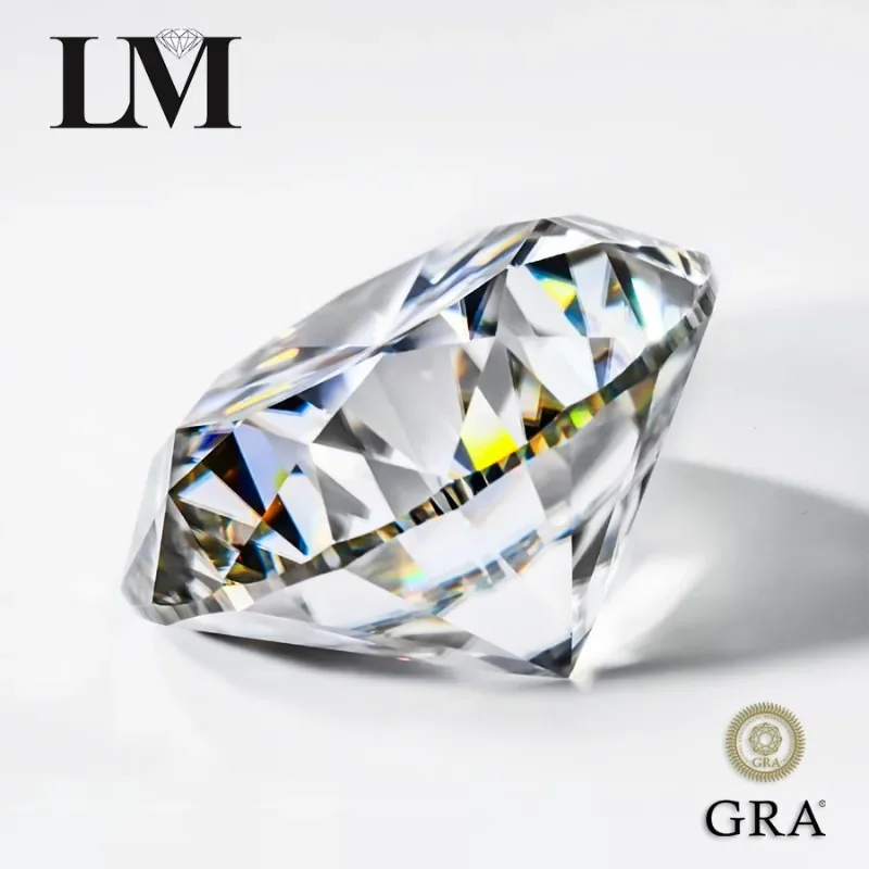 Pierre de moissanite ronde 8 cœurs et flèches Vvs1, pierres précieuses cultivées en laboratoire, bijoux avec certificat GRA, document D, vente en