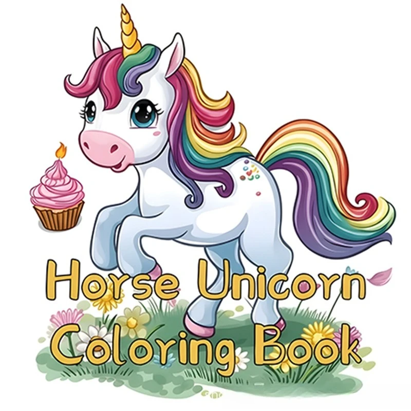 New Horse & Unicorn Themed Thick Coloring Book, Graffiti Fill-in Drawing Notebook