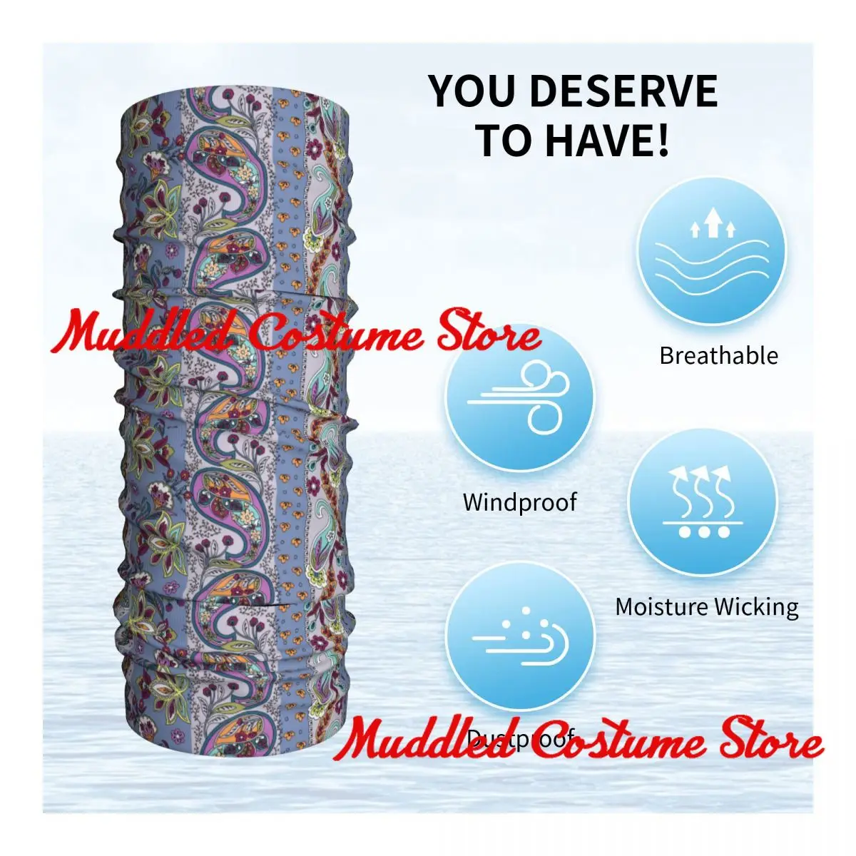 Franse Paisley Bloemen Kleurrijke Planten Bloemen Bandana Winter Halswarmer Heren Winddichte Wrap Gezichtssjaal voor Ski Gaiter Hoofdband