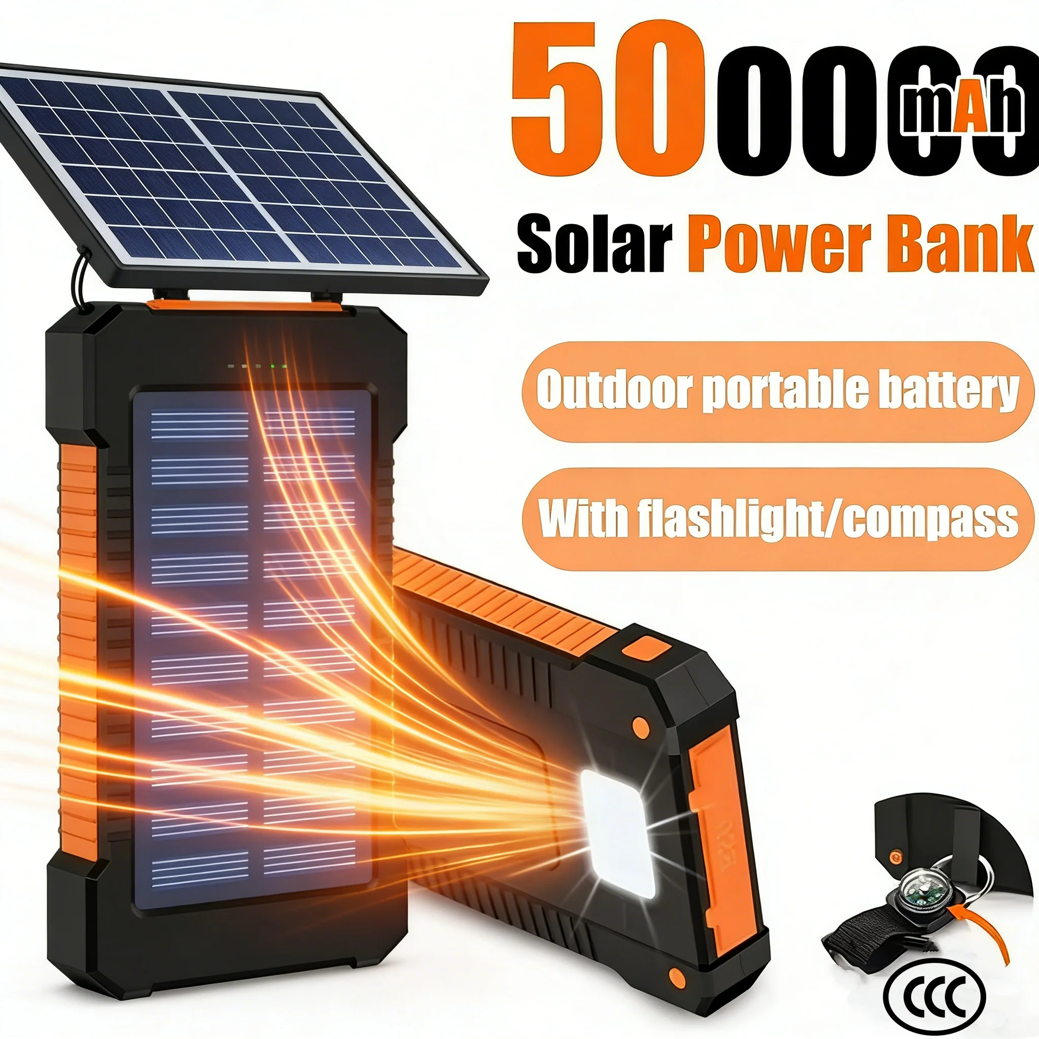 

Солнечная портативная зарядка большой емкости 500000 мАч, сверхбыстрая зарядка, внешний аккумулятор для iPhone, Samsung, OPPO, VIVO