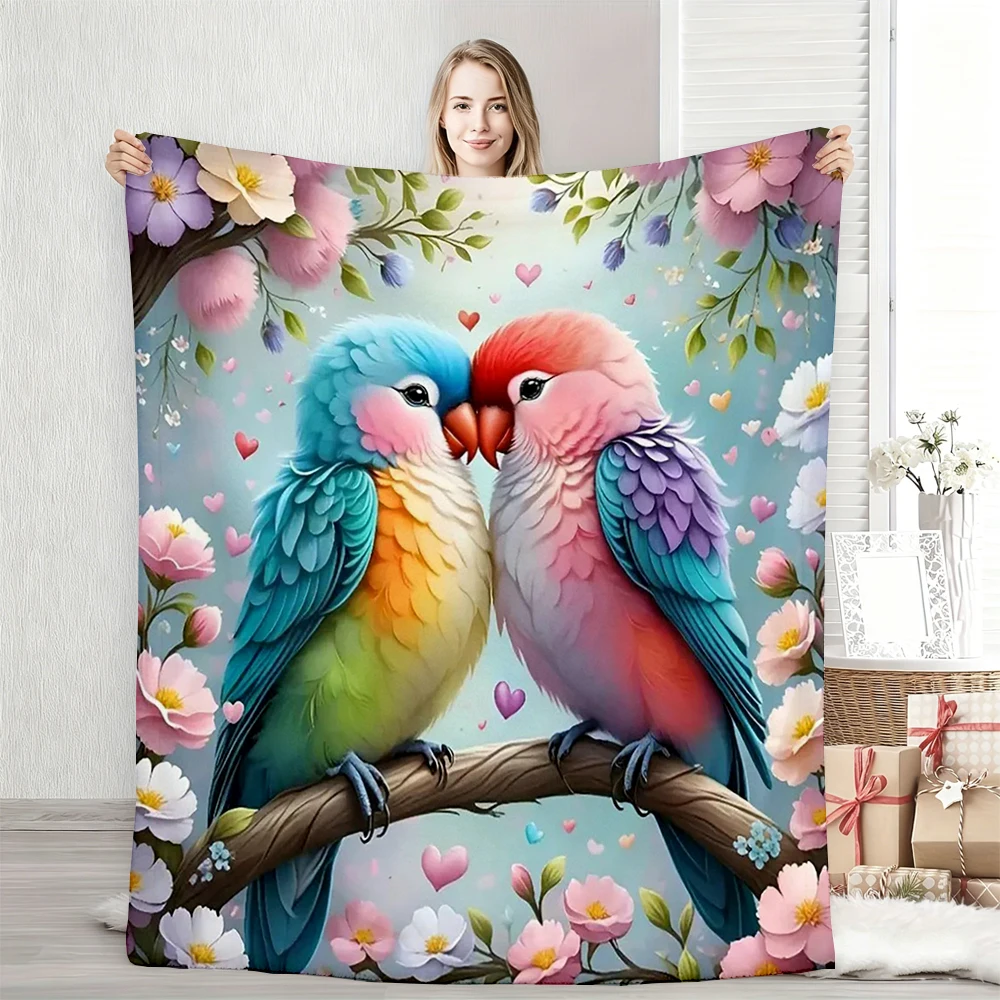 Parrot Bird Animal Pattern Flannel Blanket Soft Warm Throw Adult Nap Blanket For Couch Sofa Office Bed Camping Trave Blanket