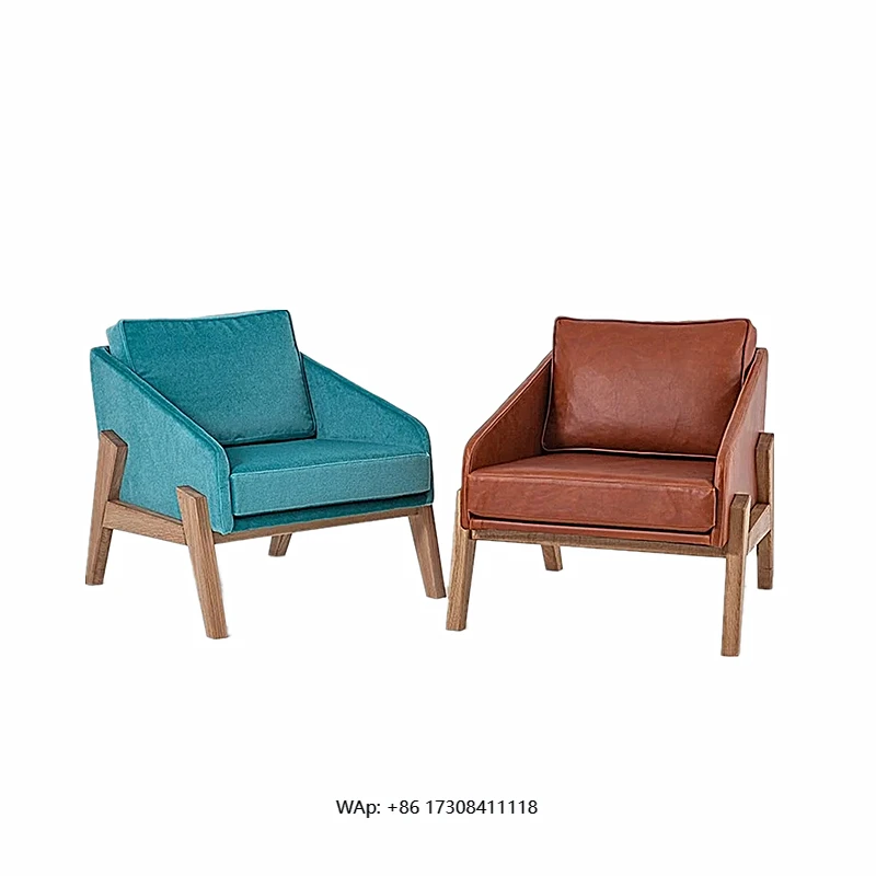 

Handmade Wabi-Sabi Coffee-colored PU Leather Eco-Friendly Durable Accent Chair with Comfortable Living Room Home Furniture