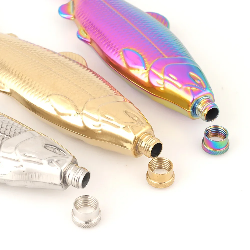 New Arrival 5oz Trout-Fish-Shape Hip Flask Stainless Steel Alcohol Bottle Funnel Mini Pocket Portable Outdoor Travel Drinkware