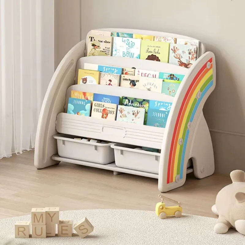

Children's home furniture, small rainbow bookcase, plastic children's bookshelf