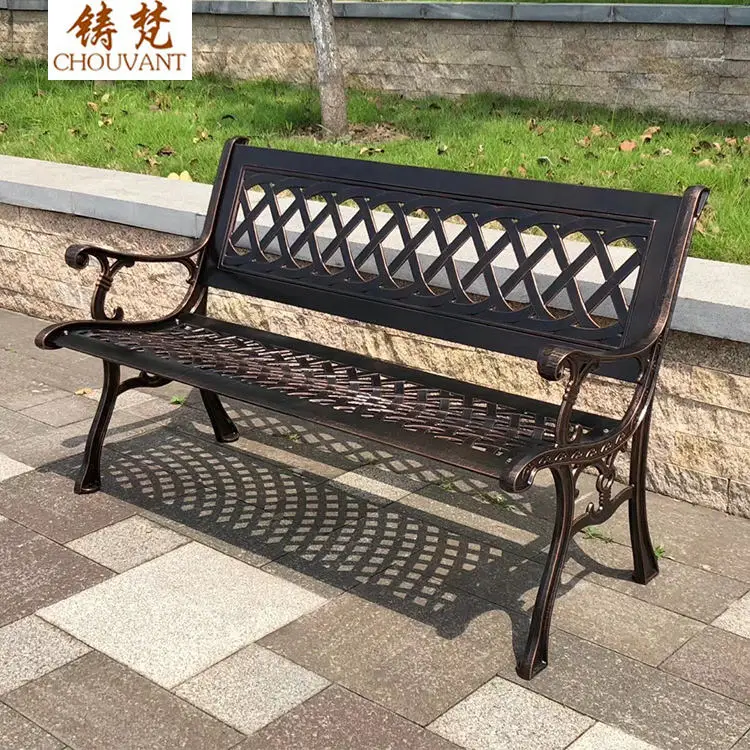 Modern style outdoor park bench cast aluminum bench leg patio metal seating bench for parks