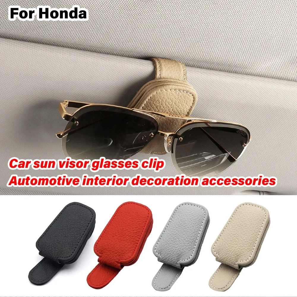 

Magnetic Leather Car Glasses Clip Sun Visor Sunglasses Car Case Card Ticket Holder For Honda Civic Jazz Accord Fit City Crv Crz