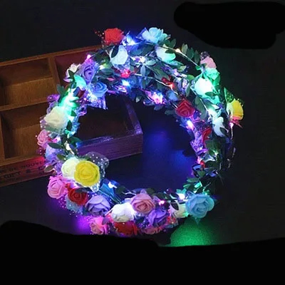 20pcs Women Girl LED Flower Crown Headband Light Up Hair Garland Wreath Bride Birthday Party        Halloween