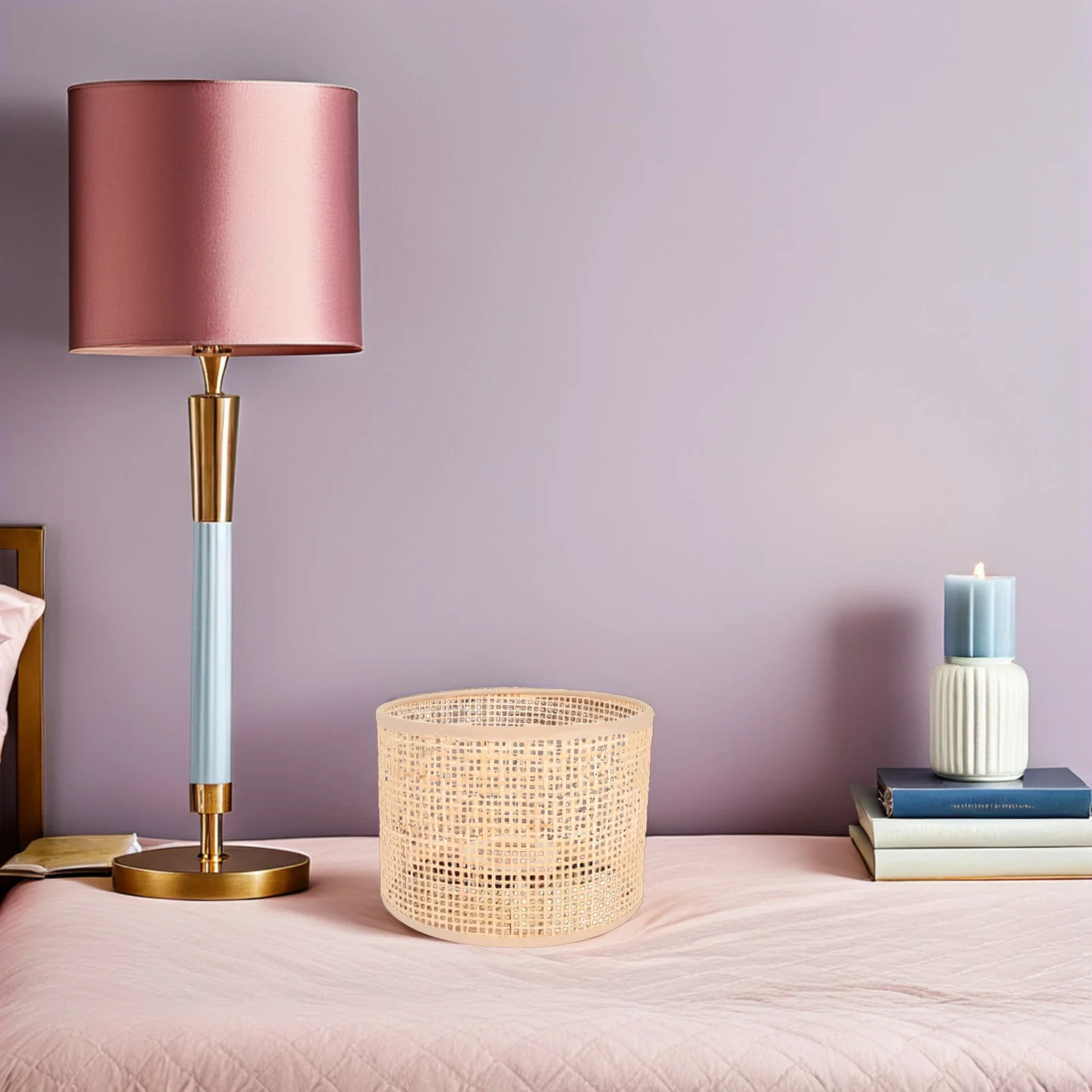 

2Pcs Woven Rattan Pendant Lamp Shades Rustic Style Decorative Lamp Covers Soft Warm Lighting for Home Woven Lampshade