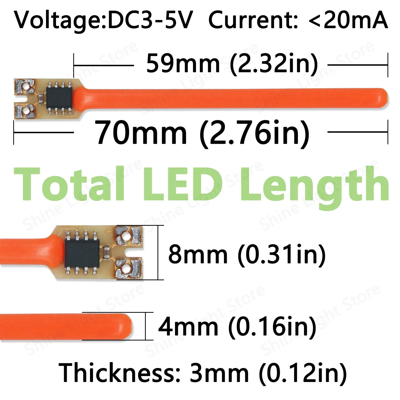 1-100pcs 5-Mode 70mm LED Meteor Shower Flow Light COB Filament Diode Accessories DC3-5V Incandescent Lamp DIY Kit