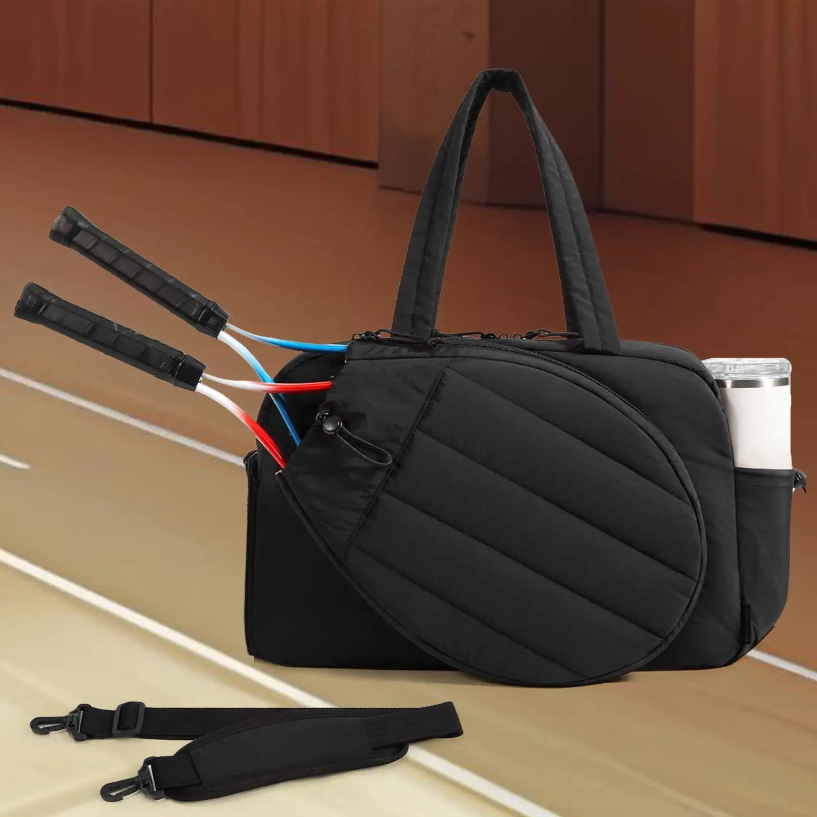 Large Waterproof Tennis Handbag with Shoe Compartment Sport Tote Shoulder Bag for Women Adults Gym Travel