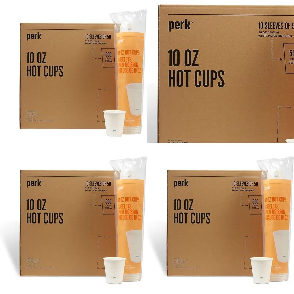 

10 oz White Paper Hot Cups, 50 Count per Sleeve, 10 Sleeves per Carton